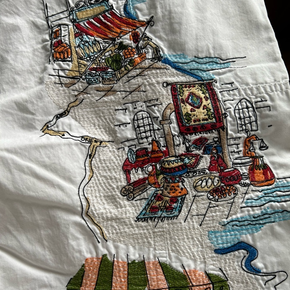 CHICOs White Embroidered Pants, size 10. - Picture 3 of 15